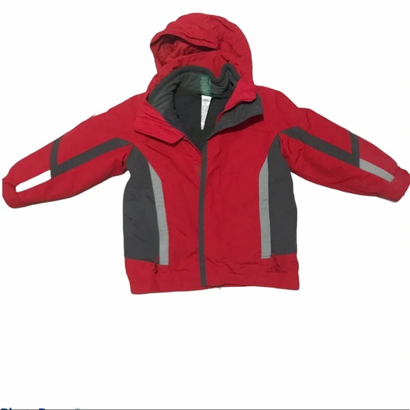 L.L. Bean Kids Red Gray 3 in 1 Classic Jacket - Picture 1 of 15